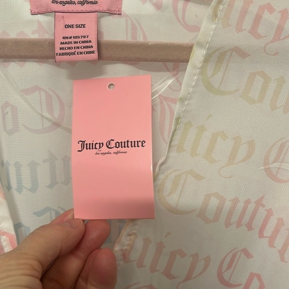 NWOT Juicy Couture Logo Pastel Pink Sheer Flowy Silky Kimono Beach Coverup - Picture 6 of 11